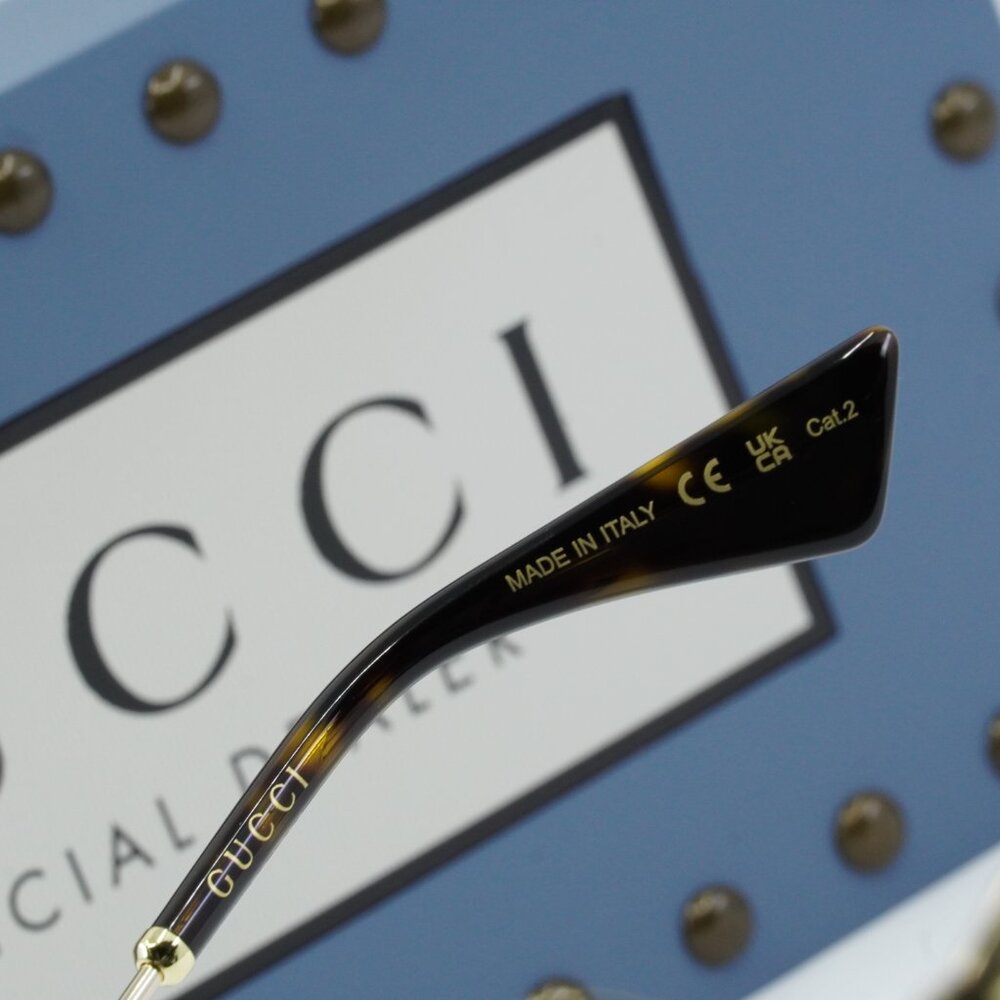 Gucci GG0817S 006 Geometric Sunglasses - Gold\Grey - Picture 6 of 10